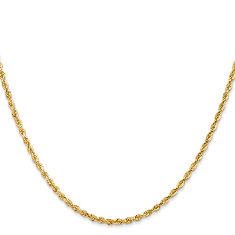 14K 22 Inch 2.25mm Diamond-cut Quadruple Rope Lobster Clasp Chain