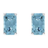 14K White Natural Aquamarine Earrings