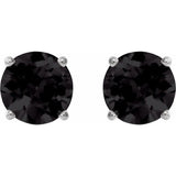 Sterling Silver 8 mm Natural Black Onyx Stud Earrings