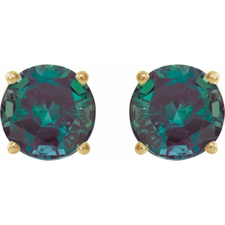 14K Yellow 8 mm Lab-Grown Alexandrite Stud Earrings