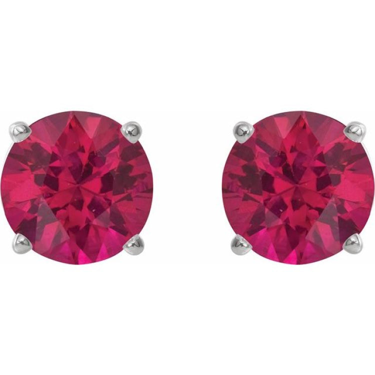 Platinum 8 mm Lab-Grown Ruby Stud Earrings