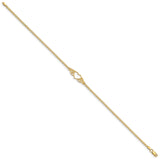 14k Polished Open Heart with Filigree and Bismark Chain 10 inch  Anklet