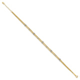 14k Two-tone 3-Strand Chain with Mirror Beads 9 inch Plus 1 inch Extender - Total 10 inch Anklet