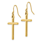 14k Polished Cross Dangle French Hook Earrings