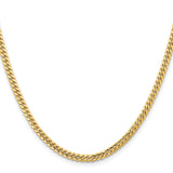 14K 24 inch 3.5mm Solid Miami Cuban Link with Lobster Clasp Chain