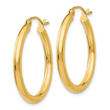 14k 2.5x25mm Polished Lightweight Tube Hoop Earrings