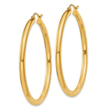 14K 3x45mm Polished Tube Hoop Earrings