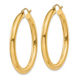 14K 4x40mm Polished Tube Hoop Earrings