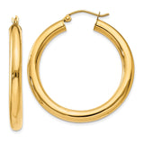 14k 4x35mm Polished Lightweight Tube Hoop Earrings