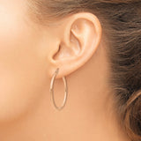 14k Rose Gold 2x35mm Polished Lightweight Tube Hoop Earrings