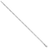 14K White Gold 10 inch 2.75mm Flat Figaro with Lobster Clasp Anklet