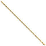 14K 7 inch 3mm Open Concave Curb with Lobster Clasp Bracelet
