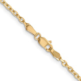 14K 20 inch 2.2mm Diamond-cut Round Open Link Cable with Lobster Clasp Chain