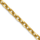 14K 24 inch 3mm Diamond-cut Round Open Link Cable with Lobster Clasp Chain