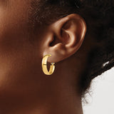 14k 5x20mm High Polished Flat Tube Omega Back Hoop Earrings