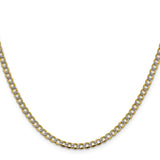 14K 24 inch 3.4mm Semi-Solid with Rhodium Pav� Curb with Lobster Clasp Chain