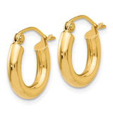 14k 3x14mm Polished Lightweight Tube Hoop Earrings