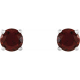 Sterling Silver 4 mm Natural Garnet Earrings