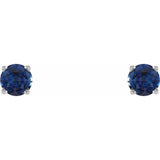 Sterling Silver 4 mm Lab-Grown Sapphire Earrings