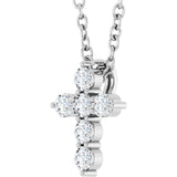 Platinum 1/6 CTW Natural Diamond Cross 16-18" Necklace