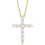 14K Yellow Gold 3/8 CTW Natural Diamond Cross 16-18" Necklace