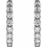 14K White Gold 2 CTW Lab-Grown Diamond Inside-Outside Hinged 20 mm Hoop Earrings