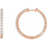 14K Rose Gold 3 CTW Lab-Grown Diamond Inside-Outside Hinged 30 mm Hoop Earrings