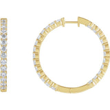 14K Yellow Gold 4 CTW Lab-Grown Diamond Inside-Outside Hinged 36 mm Hoop Earrings