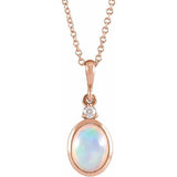 14K Rose Gold 6x4 mm Natural Ethiopian Opal & .015 CT Natural Diamond 16-18