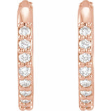 14K Rose Gold 1/8 CTW Natural Diamond Hinged 12.5 mm Hoop Earrings