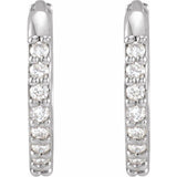 14K White Gold 1/8 CTW Natural Diamond Hinged 12.5 mm Hoop Earrings
