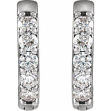 Sterling Silver .08 CTW Natural Diamond Hinged 10 mm Hoop Earrings