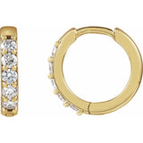 14K Yellow Gold .08 CTW Natural Diamond Hinged 10 mm Hoop Earrings