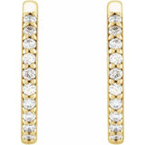 14K Yellow Gold 1/6 CTW Natural Diamond Hinged 15 mm Hoop Earrings