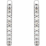 Platinum 1/6 CTW Natural Diamond Hinged  15 mm Hoop Earrings