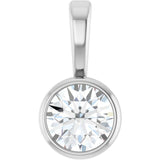 14K White Gold 1/6 CT Natural Diamond Bezel-Set Solitaire Pendant