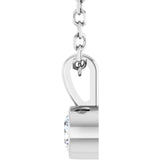14K White Gold 1/10 CT Natural Diamond Bezel-Set Solitaire 16-18" Necklace