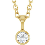 14K Yellow Gold .06 CT Natural Diamond Bezel-Set Solitaire 16-18" Necklace