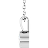 14K White Gold 1/4 CT Natural Diamond Bezel-Set Solitaire 16-18" Necklace