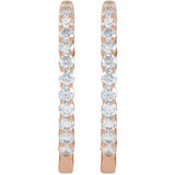 14K Rose Gold 3 CTW Lab-Grown Diamond Inside-Outside Hinged 30 mm Hoop Earrings