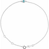 Sterling Silver Natural Blue Zircon Bezel-Set Solitaire 6 1/2-7 1/2" Bracelet