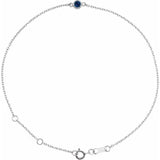 14K White Gold Lab-Grown Blue Sapphire Bezel-Set Solitaire 6 1/2-7 1/2" Bracelet
