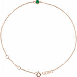 14K Rose Gold Natural Emerald Bezel-Set Solitaire 6 1/2-7 1/2" Bracelet