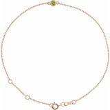 14K Rose Gold Natural Peridot Bezel-Set Solitaire 6 1/2-7 1/2" Bracelet
