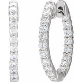 14K White Gold 3/4 CTW Lab-Grown Diamond Inside-Outside Hinged 17.2 mm Hoop Earrings