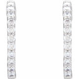 14K White Gold 3/4 CTW Lab-Grown Diamond Inside-Outside Hinged 17.2 mm Hoop Earrings