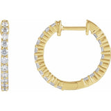 14K Yellow Gold 3/4 CTW Lab-Grown Diamond Inside-Outside Hinged 17.2 mm Hoop Earrings