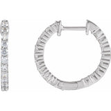 14K White Gold 3/4 CTW Lab-Grown Diamond Inside-Outside Hinged 17.2 mm Hoop Earrings