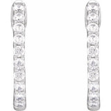 14K White Gold 1/2 CTW Natural Diamond Inside-Outside Hinged 14.5 mm Hoop Earrings