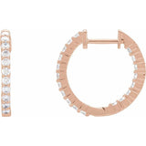 14K Rose Gold 3/4 CTW Natural Diamond Inside-Outside Hinged 17.2 mm Hoop Earrings